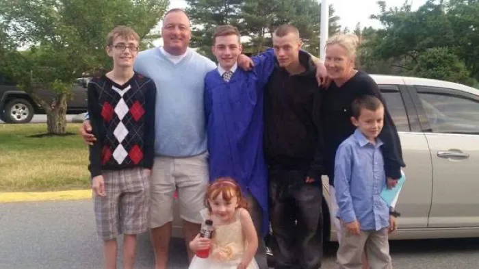 The Portanova family celebrating their son Jack's high school graduation, June 2015